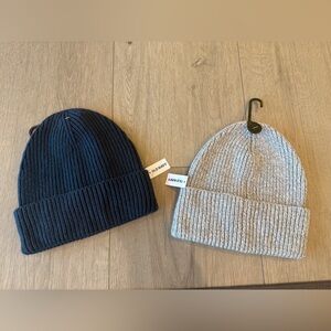 Old Navy Kids Knit Beanie Set - Navy and Light Gray